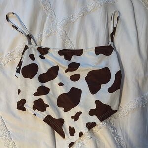 SHEIN Brown and White Patterned Top